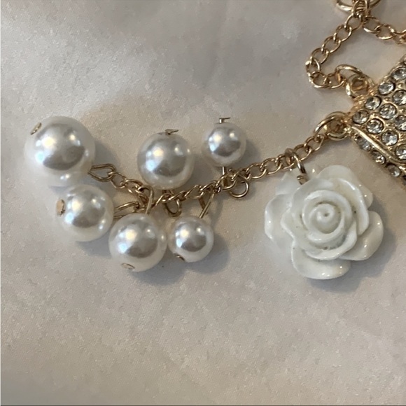 Rhinestone Purse Rose and Pearls Keychain Handbag Charms - Picture 3 of 4